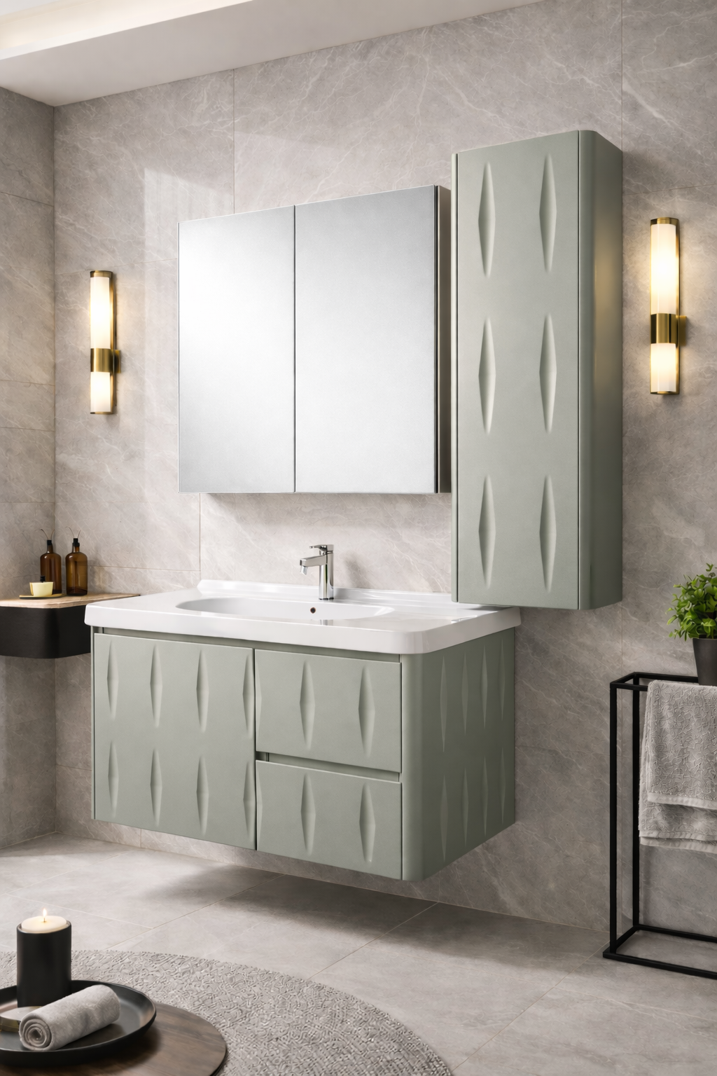Conjunto de Banheiro Dolomita 80cm Mazzu