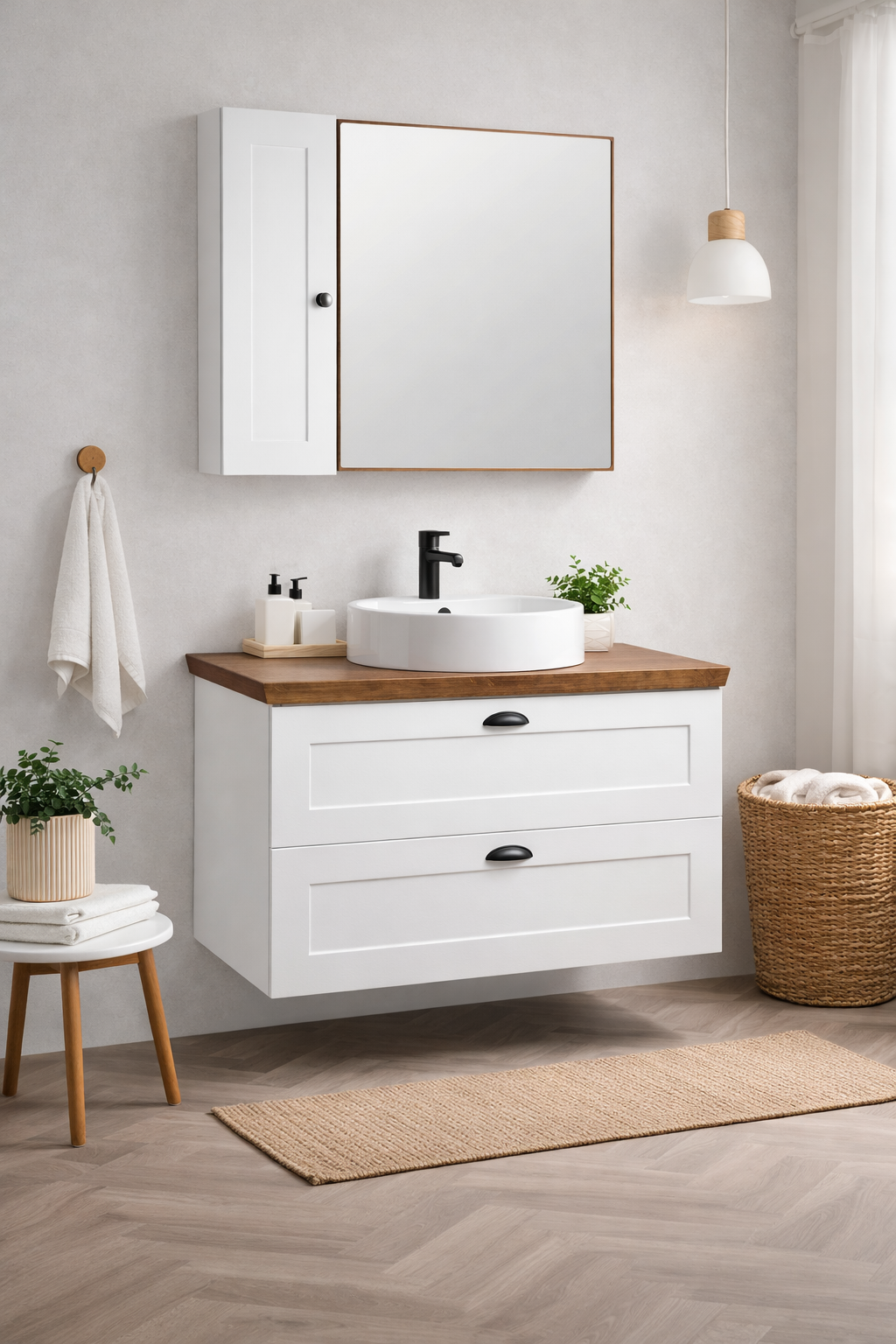Conjunto para Banheiro Provence 2g 80cm Mazzu - Branco, Grafite - Mazzu
